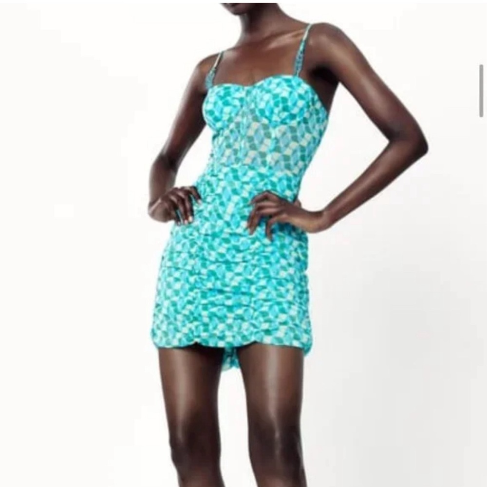 Zara ruched bodycon mini summer dress S